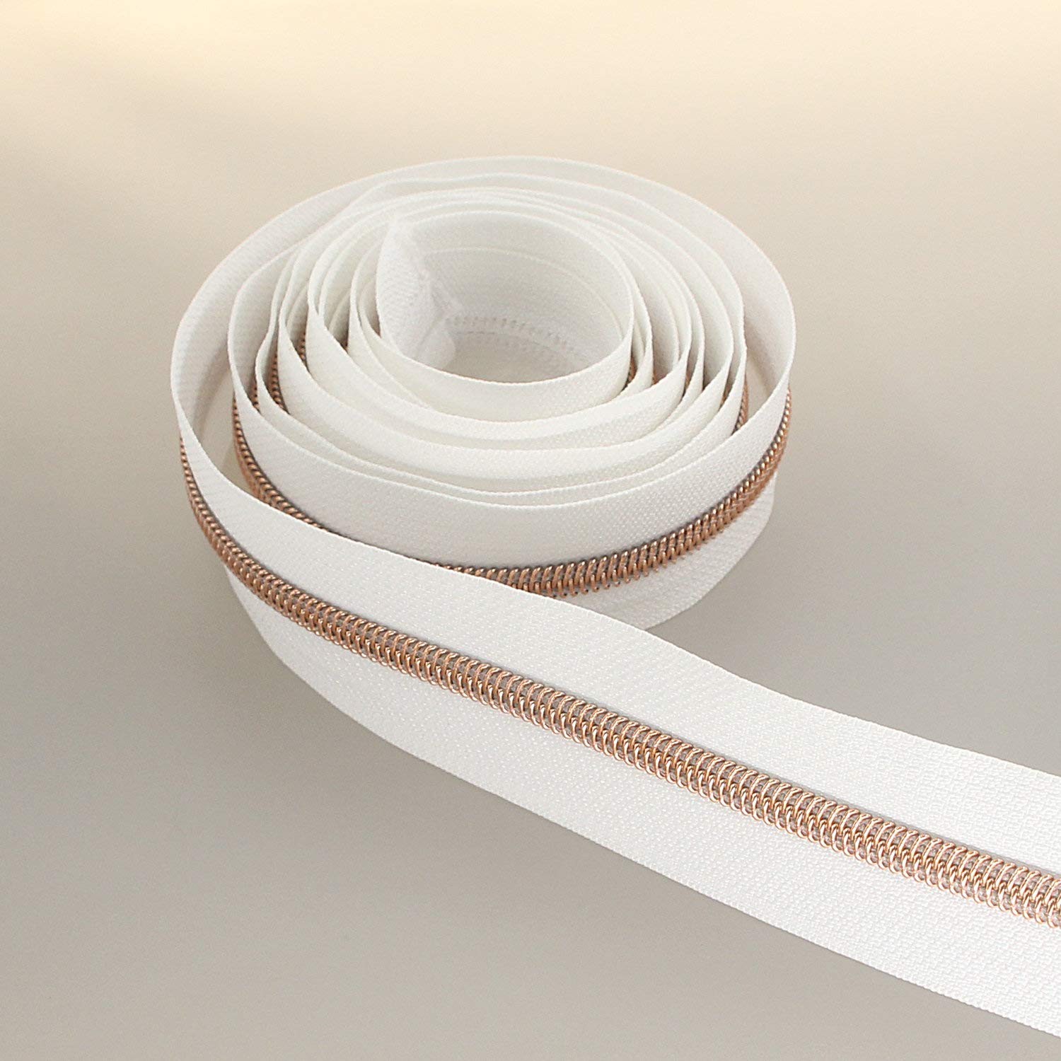 Rose Gold Metallic Nylon Coil Zippers 10 Yards Bulk - DIY Sewing Supplies with 25pcs Sliders for Bags, Clothing & Crafts | Perfect for Tailoring, Handmade Purses & Fashion Accessories