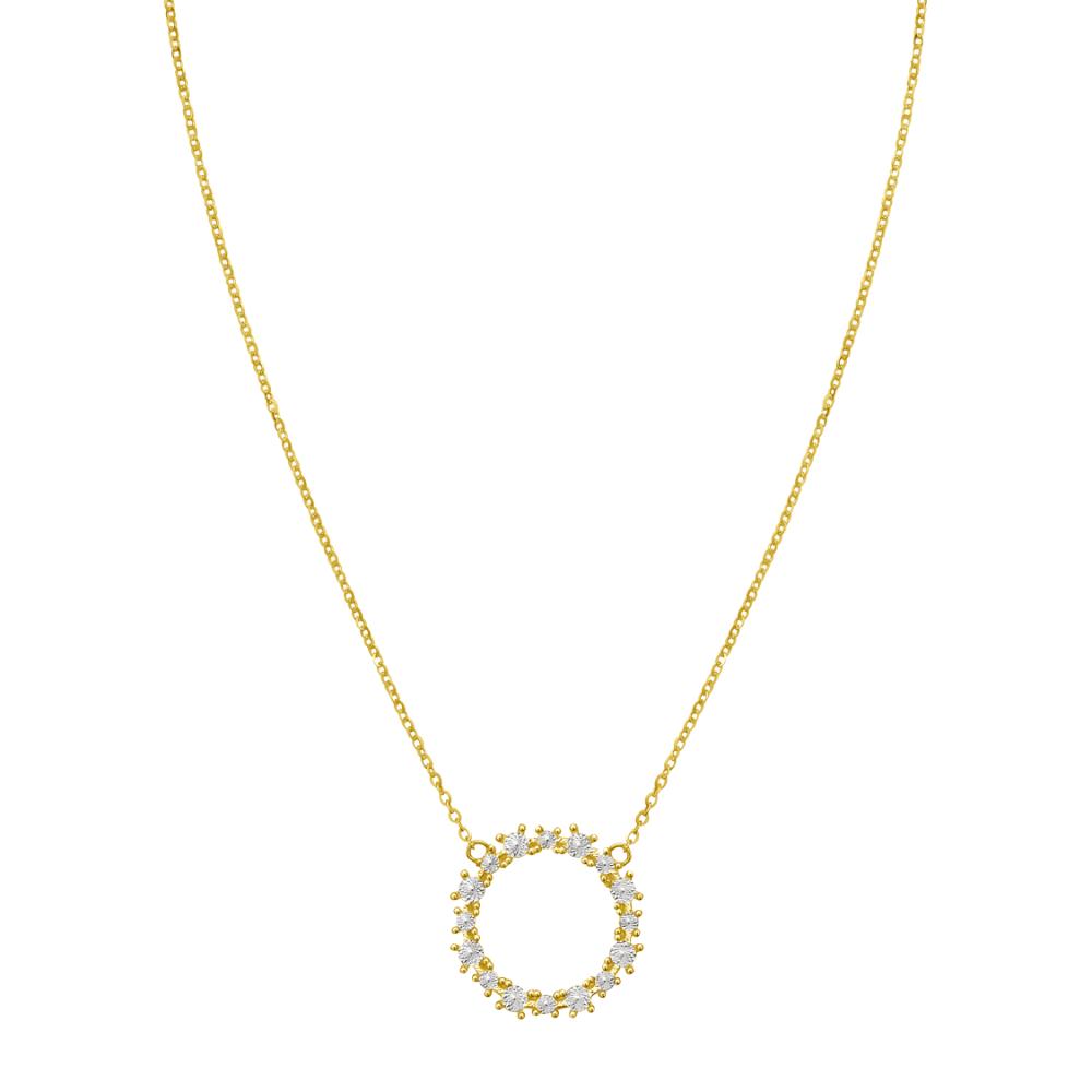 14K Gold Diamond Circle Necklace for Women - Elegant Pendant Jewelry for Everyday Wear & Special Occasions