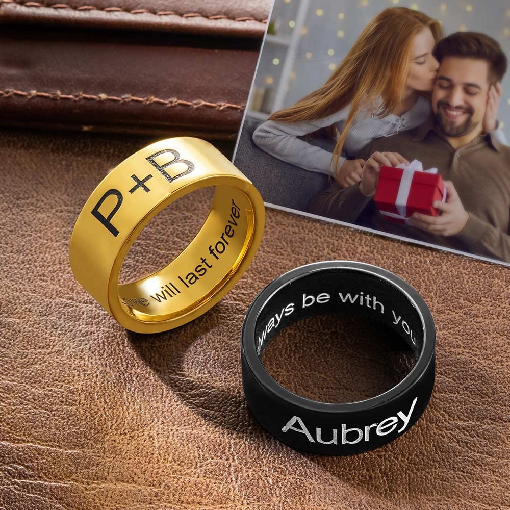 Custom Engraved Stainless Steel Wedding Band Rings for Men - Perfect Gift for Husband, Dad, Boyfriend - Comfort Fit & Durable for Daily Wear