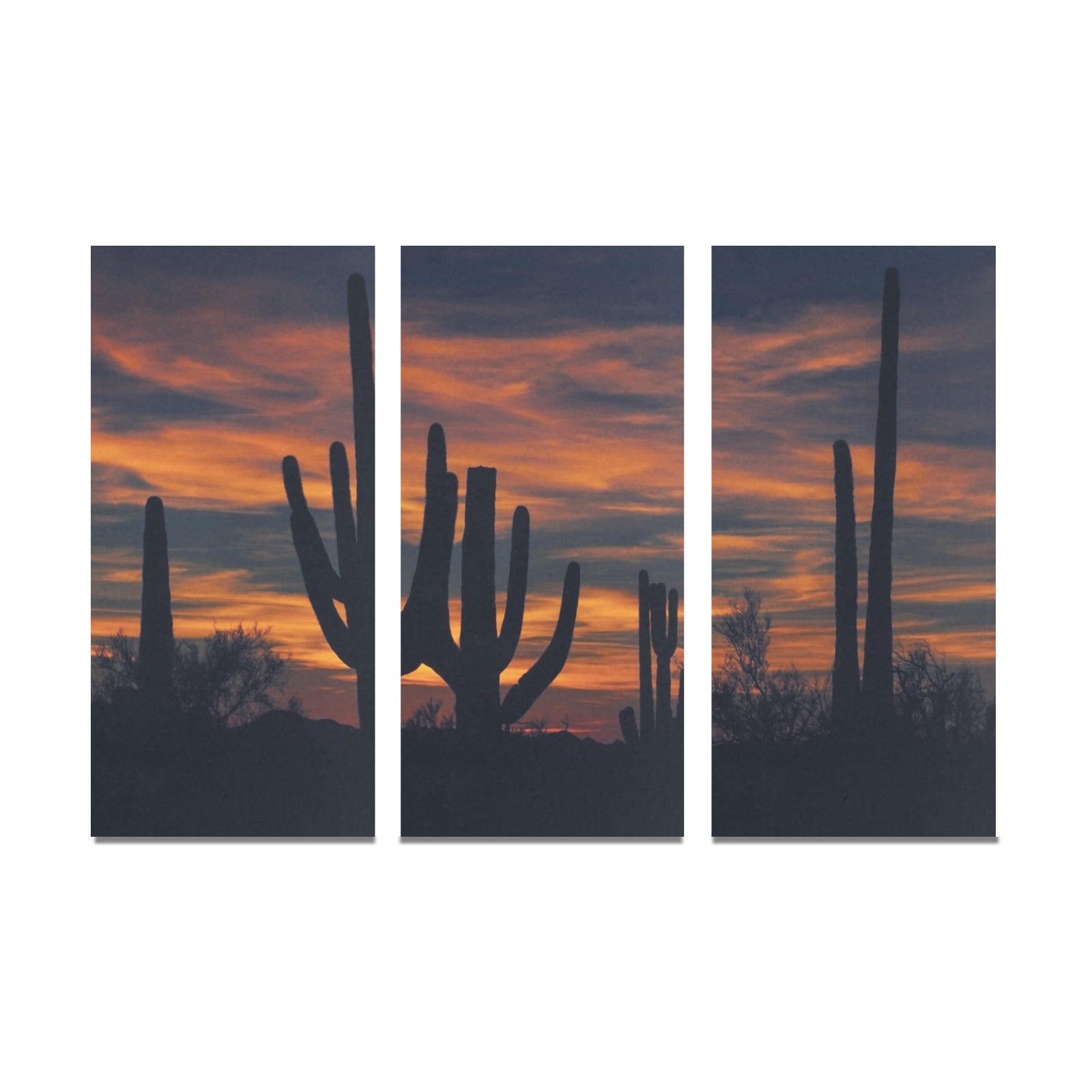 Desert Sunset 3 Piece Framed Canvas Wall Art Set - Western Home Decor for Living Room, Bedroom & Office