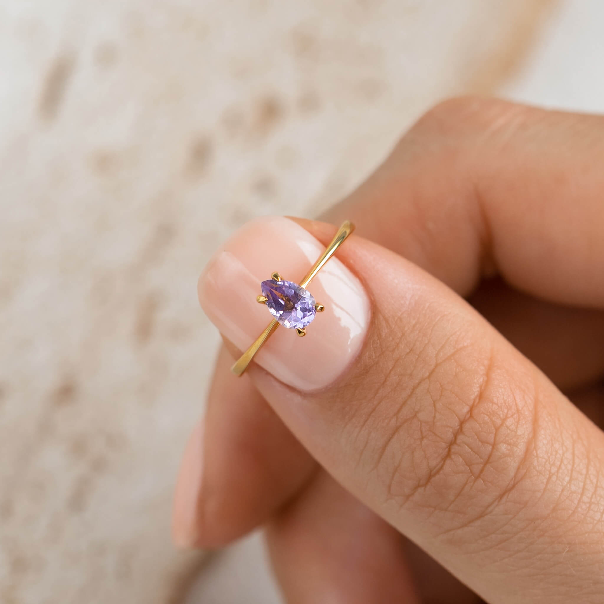 Elegant Pear Shaped Amethyst Ring - Martine Collection | Perfect for Weddings, Anniversaries & Special Occasions