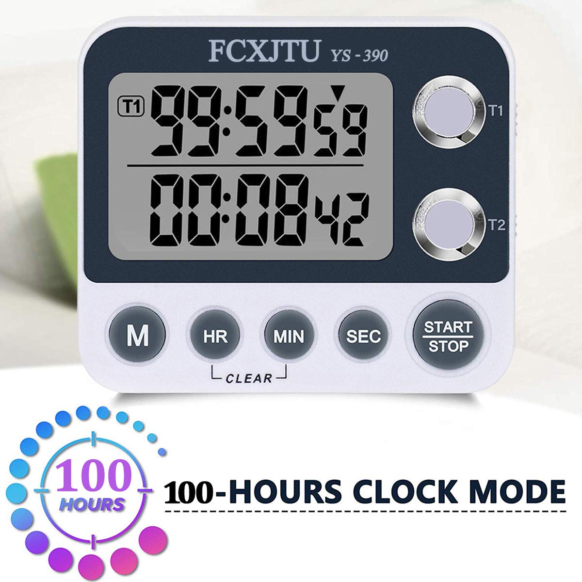 Digital Dual Kitchen Timer with Magnetic Back & Memory Presets - 2 Group Countdown/Up Stopwatch, 3-Level Volume + LED Alert - Perfect for Cooking, Baking, Meal Prep & Home Kitchen Use (Battery Included)