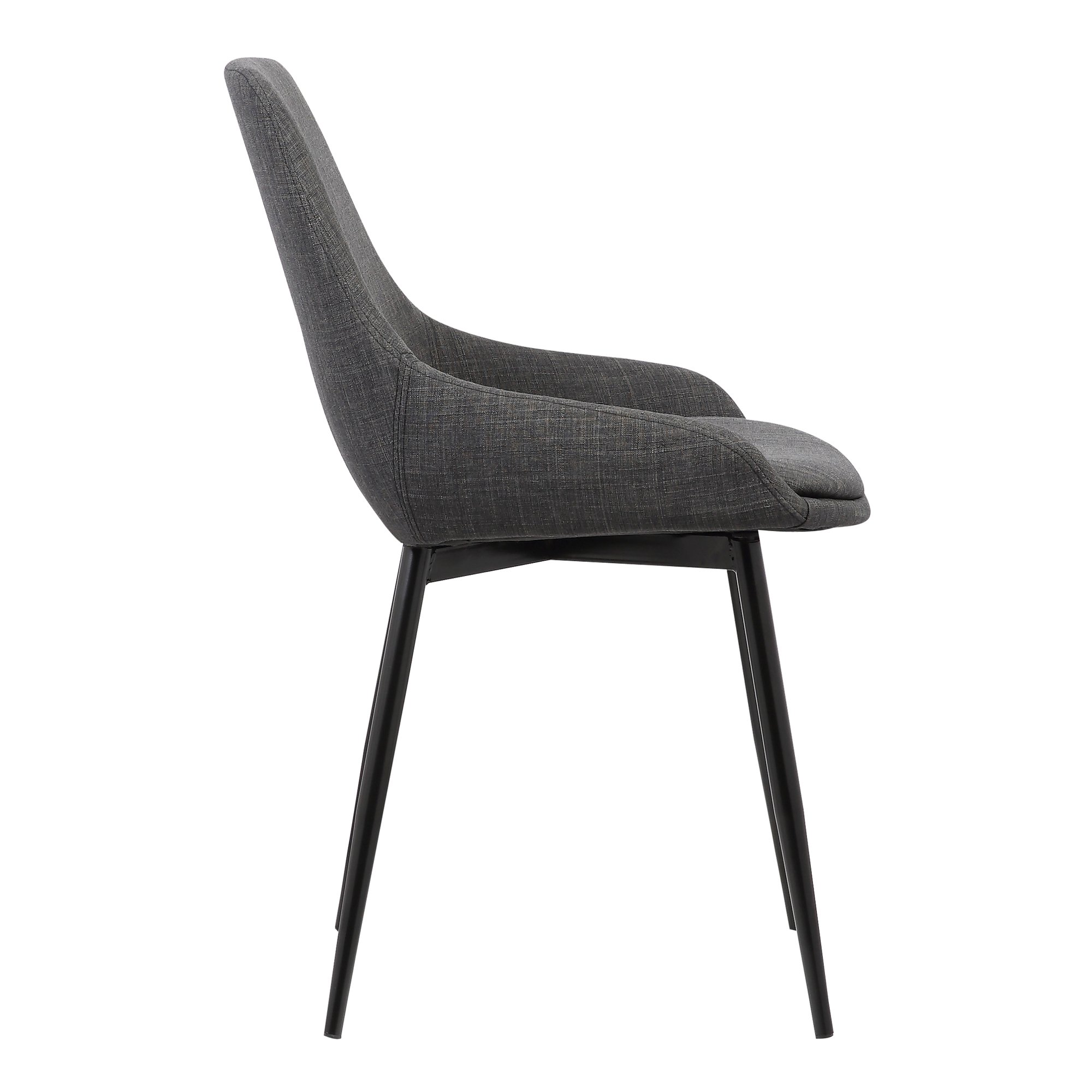 Armen Living Mia Mid Century Modern Dining Chair - Charcoal Fabric & Black Metal - Perfect for Kitchen, Dining Room, Office Desk & Vanity | Stylish Accent Side Chair for Home Decor