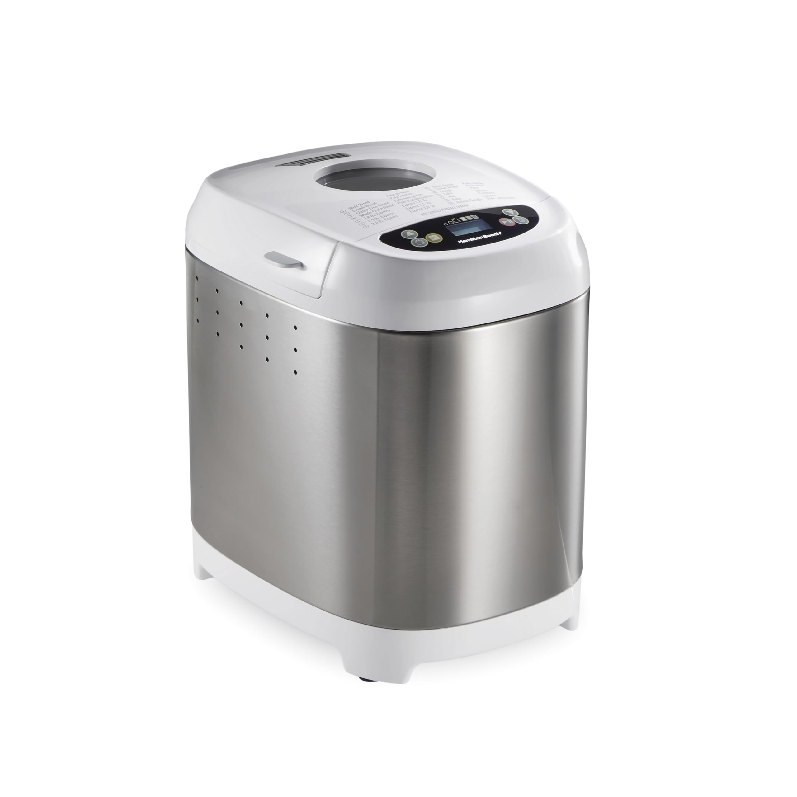 Hamilton Beach 2 lb Digital Electric Bread Maker Machine - Artisan & Gluten-Free Bread, 14 Preset Programs, White & Stainless Steel (Model 29987) - Perfect for Home Baking, Gifts, and Healthy Eating
