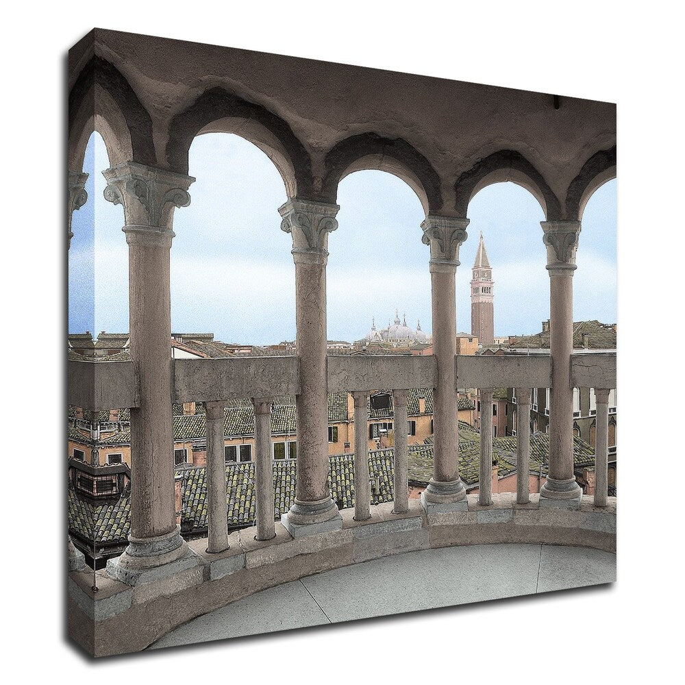 Alan Blaustein Arches with Campanile Vista Canvas Art Print - Ready to Hang Wall Decor for Living Room, Bedroom & Office