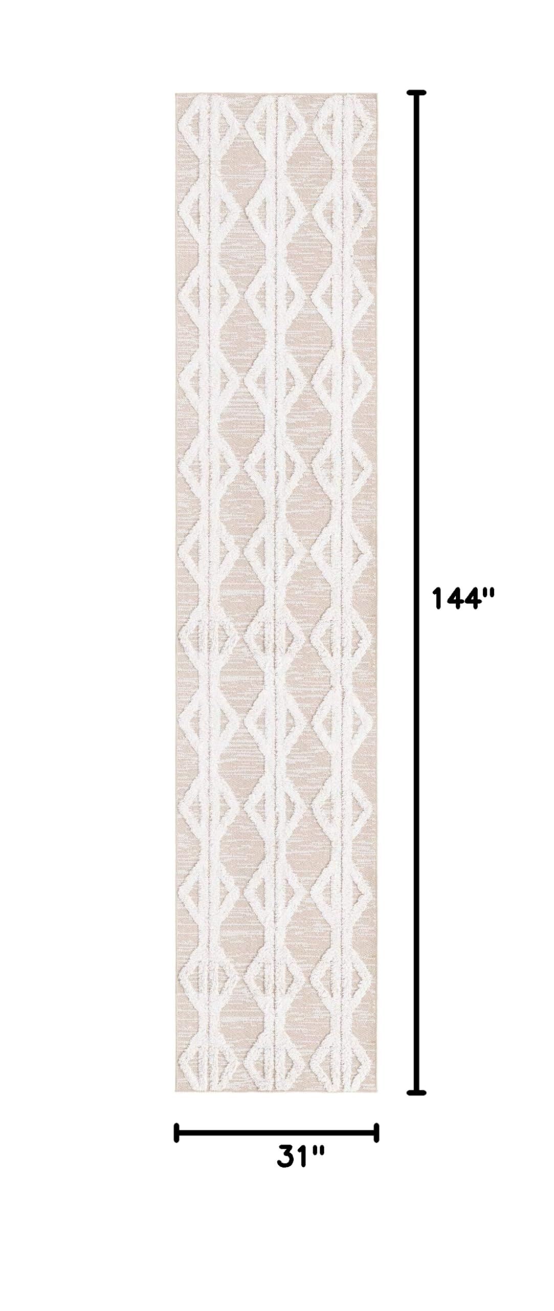 Sabrina Soto Casa Collection 12 Ft Runner Rug - Soft Beige High Pile Hallway & Entryway Carpet for Home Decor | Perfect for Living Room, Bedroom, Dining Area