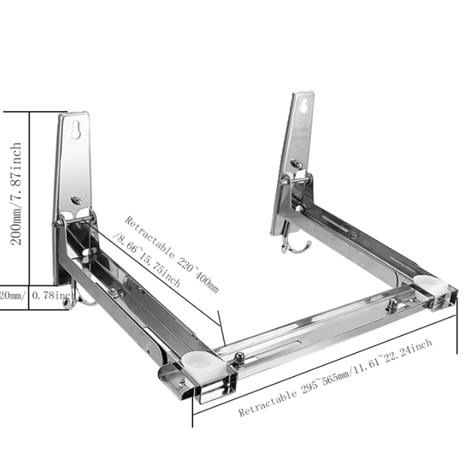 Adjustable 304 Stainless Steel Microwave Rack - Wall Mount Kitchen Organizer for Utensils, Space Saving Countertop Shelf for Small Kitchen & Bathroom - Perfect for Storing Spices, Mugs, and Kitchen Accessories