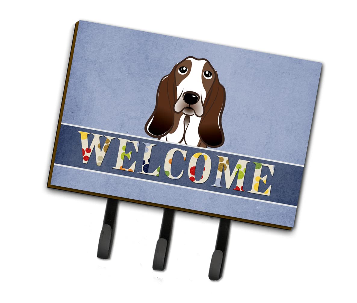Caroline's Treasures BB1429TH68 Large Multicolor Basset Hound Welcome Leash & Key Holder - Perfect for Dog Lovers, Home Entryway Decor, and Gift Ideas