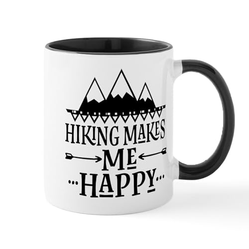 White/Black Inside - Hiking Makes Me Happy Mugs