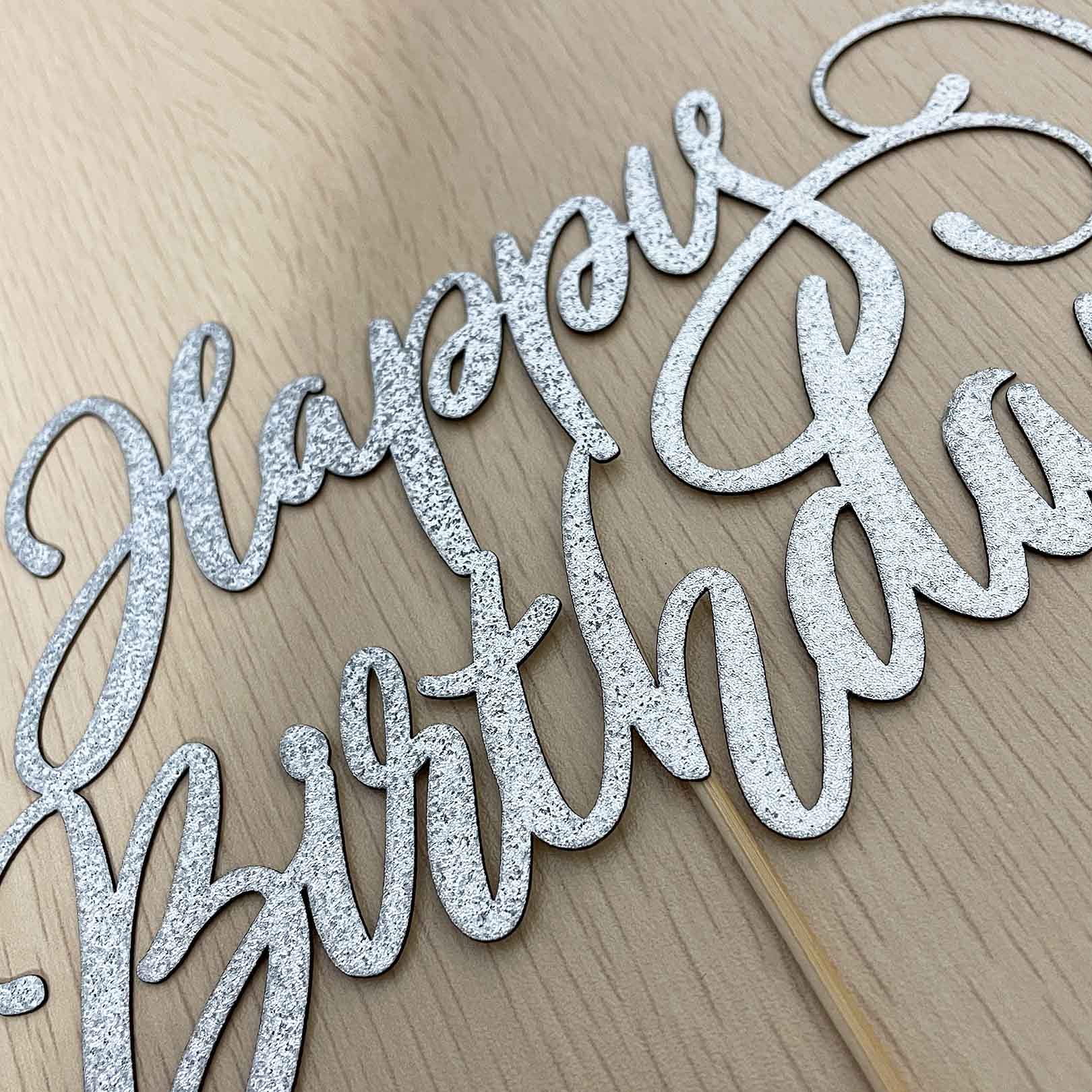 Happy Birthday Cake Topper - Double Sided Silver Glitter for Birthday Party Decorations | Perfect for Wedding, Baby Shower & Anniversary Celebrations
