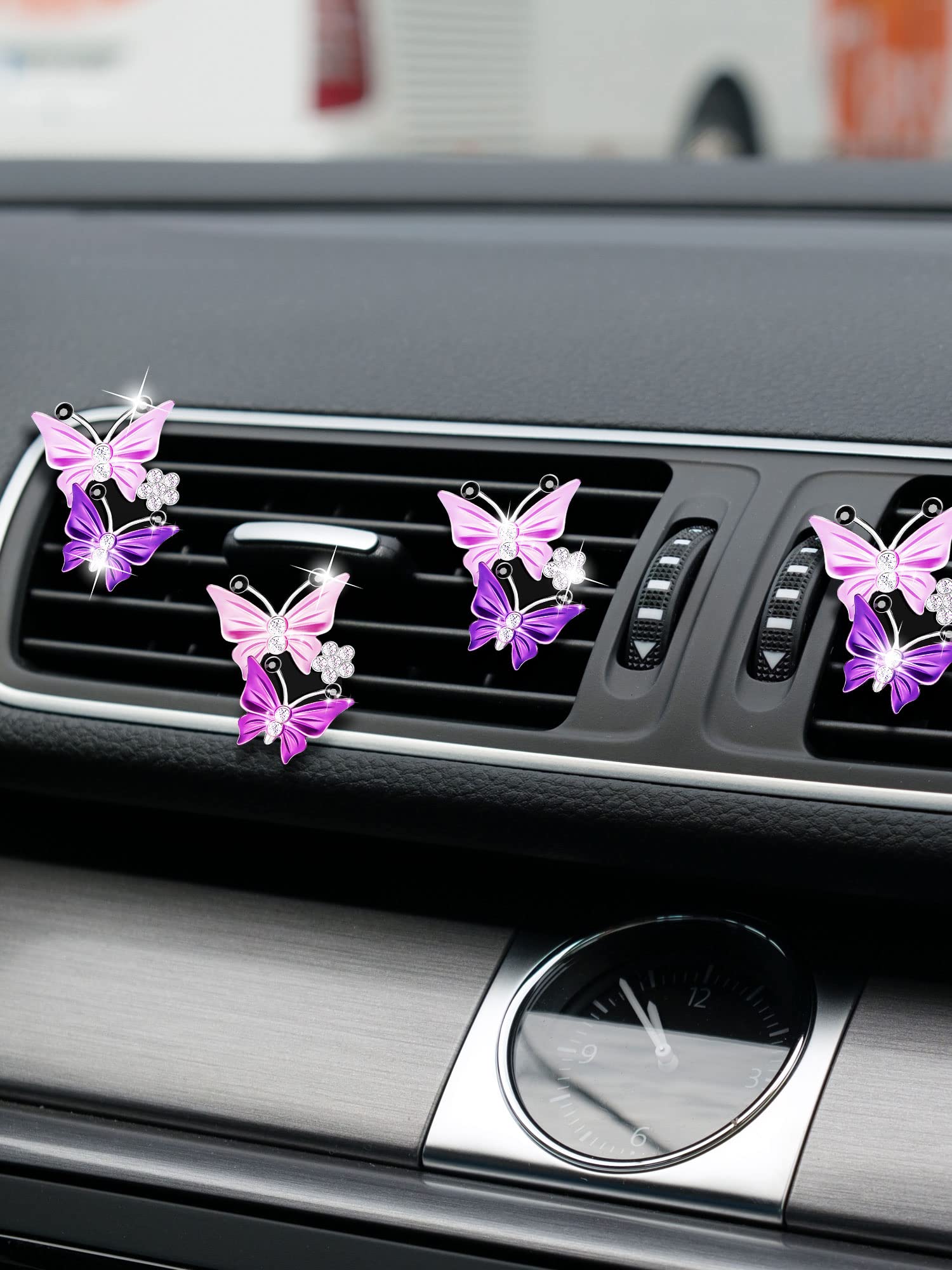 16 Pcs Butterfly Car Air Vent Clips - Bling Essential Oil Diffuser & Air Freshener for Women, Pink Purple Car Interior Decoration, Perfect for Sedans, SUVs, and Trucks