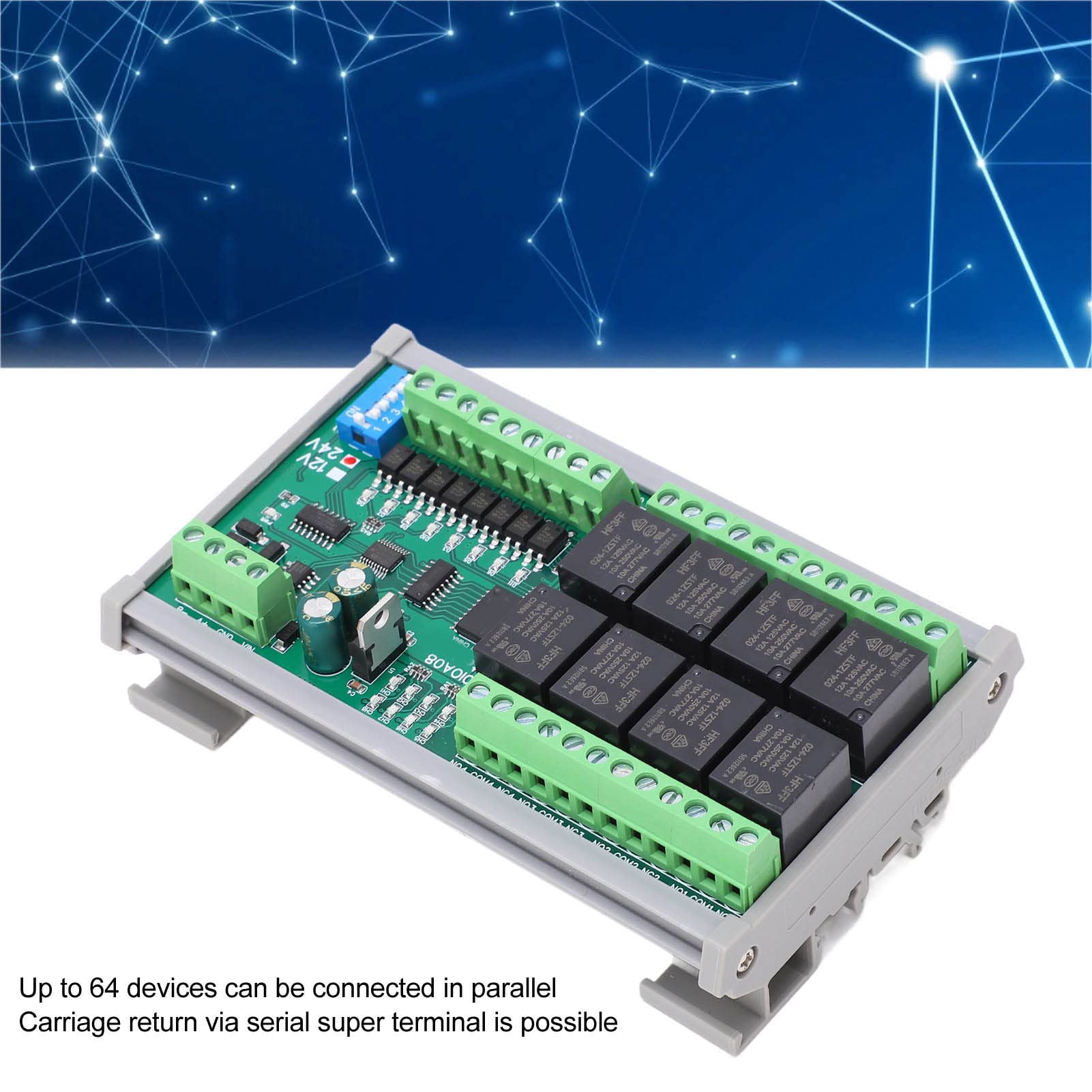 8 Channel Relay Module with RS485 Interface - 24V DC RTU Smart Home Automation Board for Appliance Control | Perfect for Smart Homes, Industrial Automation & DIY Projects