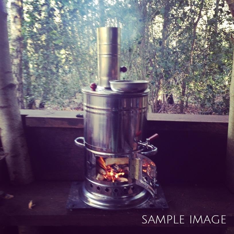 **Hakan Portable Turkish Samovar Tea Kettle – 4L (135.2 oz) Wood & Coal Fired Semaver Teapot for Camping, Picnic, Hunting & Outdoor Adventures – Black Handles – Perfect for Backpacking, Hiking & Off-Grid Living**