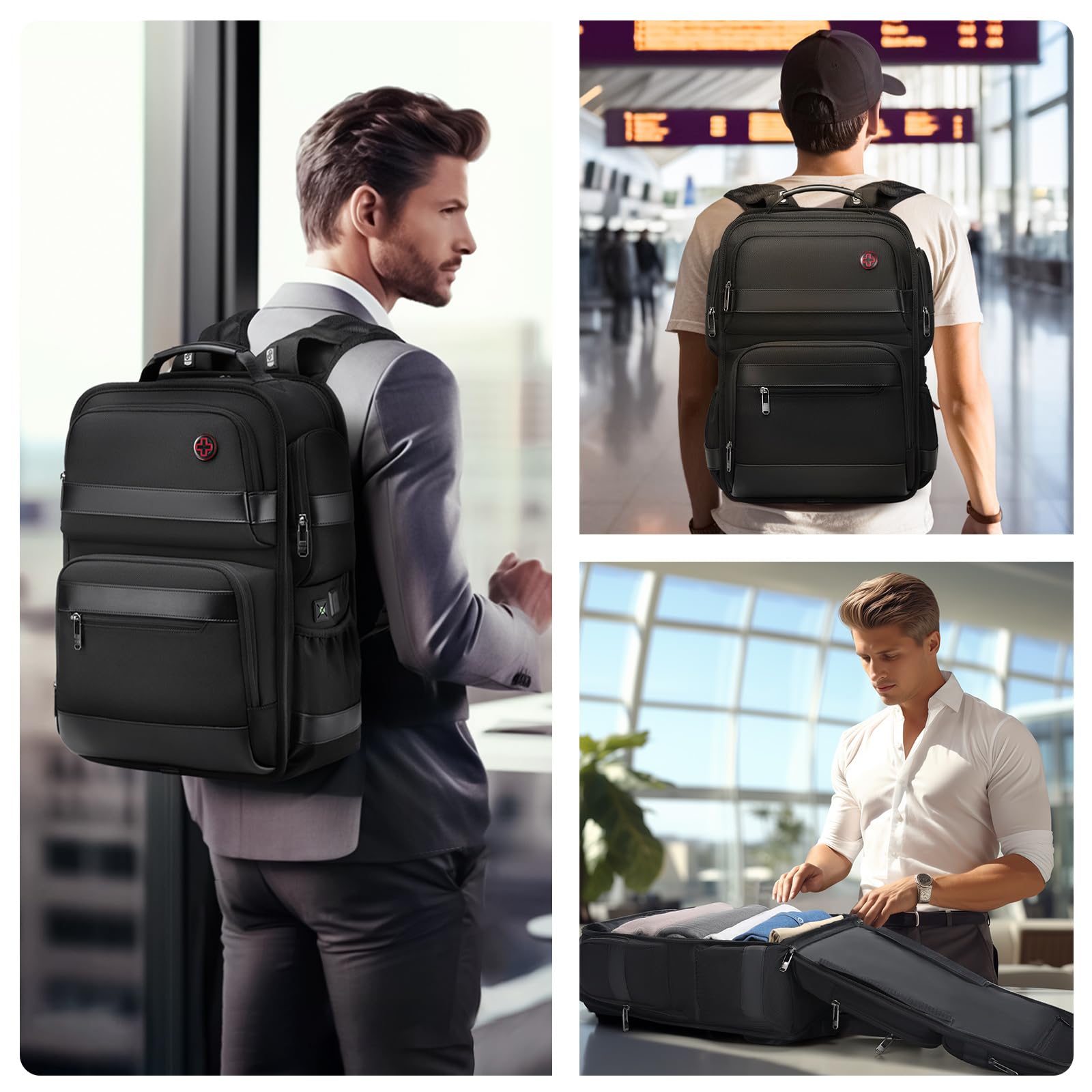 **CROSSGEAR 16 Inch Business Laptop Backpack for Men - Water Resistant USB Charging Travel Backpack, Airplane Carry-On & Office Commuter Daypack - Perfect for Work, Travel & Daily Use**