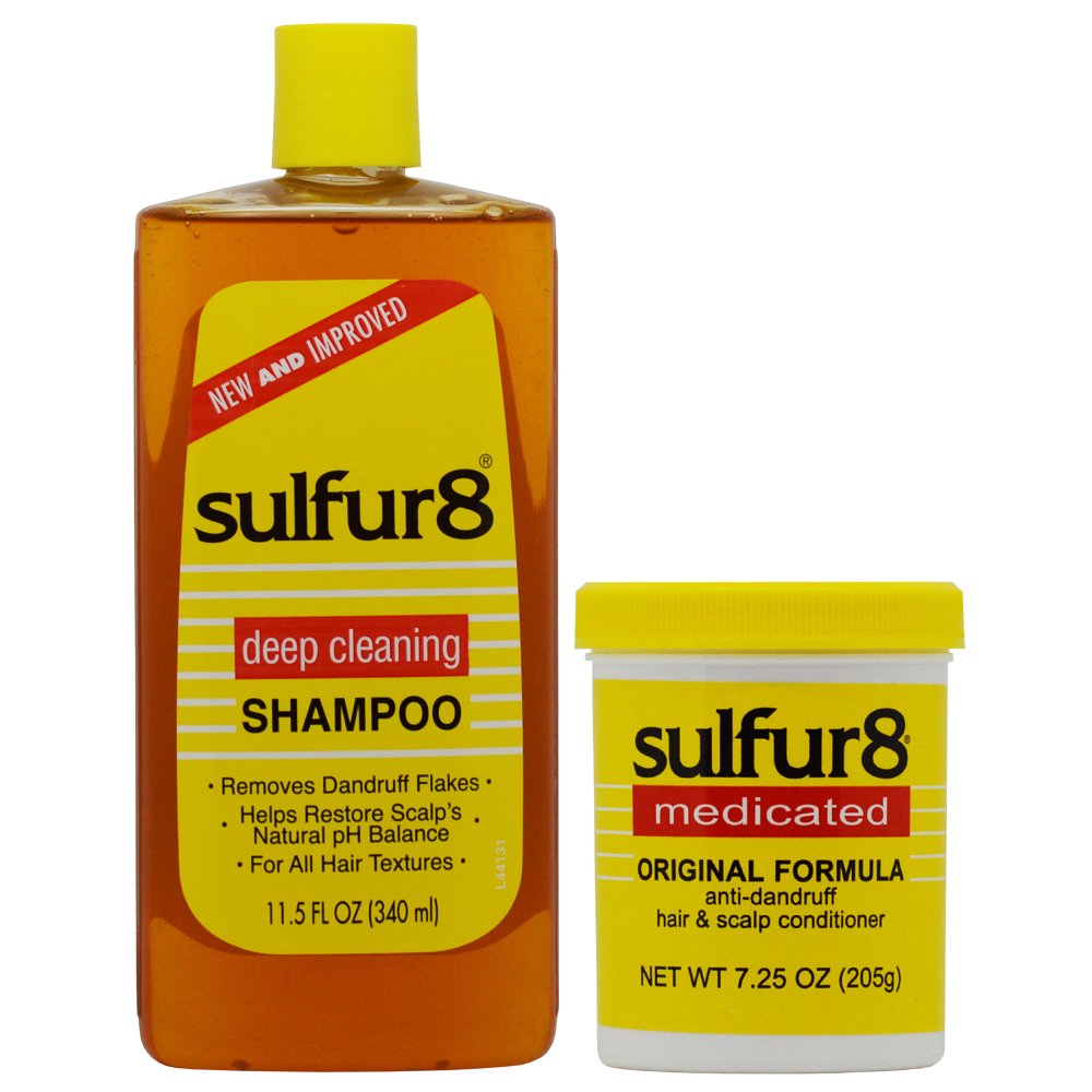 Sulfur8 Anti-Dandruff Shampoo & Conditioner Set for Dry Scalp - 11.5oz Shampoo + 7.25oz Conditioner - Medicated Treatment for Dandruff, Itchy Scalp & Flakes - Perfect for Daily Hair Care Routine