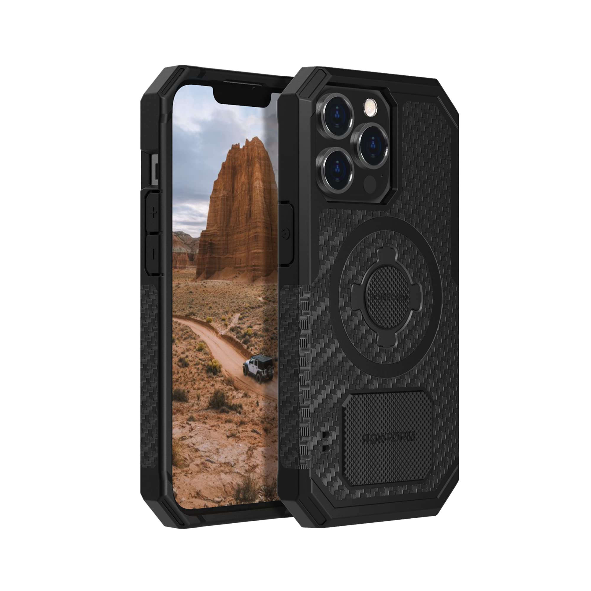 Rokform Rugged Series iPhone 13 Pro Case - Dual Magnet & MagSafe Compatible Protective Cover with RokLock Twist Lock, Drop Tested Armor (Black) - Perfect for Outdoor Adventures & Daily Protection