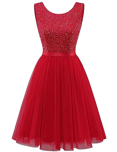 Tulle Sequin Red
