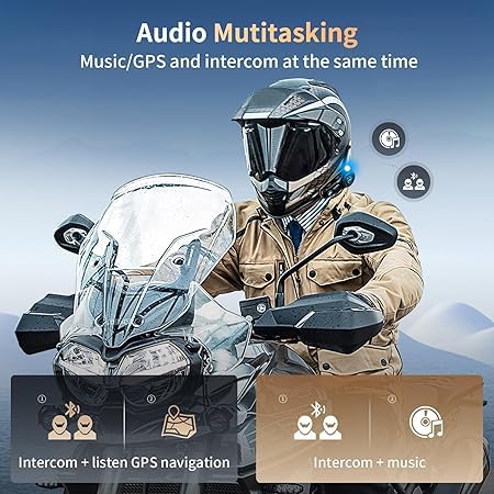 Fodsports FX8 Pro Motorcycle Bluetooth Headset - 8 Rider Intercom System with Dual-Chip Audio Mixing, Music Sharing, 3 Sound Modes & FM Radio | Ideal for Group Rides, Touring & Adventure Motorcycling