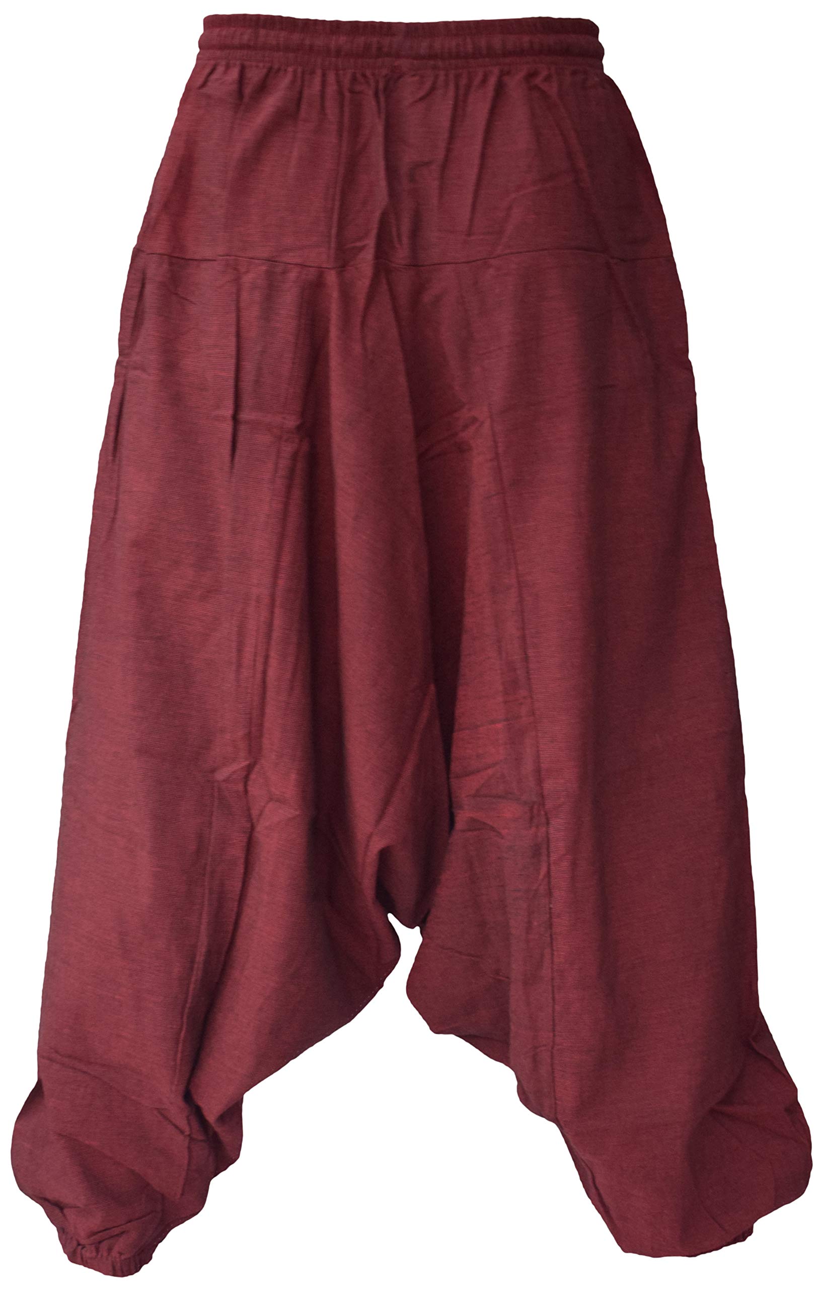 Men's Cotton Hemp Harem Pants - Aladdin Style Genie Pants with Wide Crotch for Yoga, Meditation & Lounge Wear - Comfortable Loose Fit Ninja Trousers for Men
