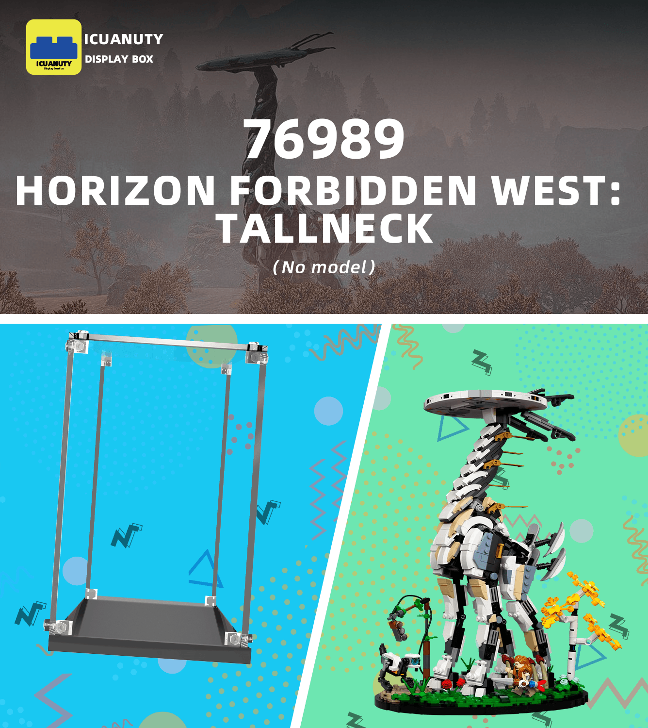 LEGO Horizon Forbidden West Tallneck 76989 Display Case - Clear Acrylic Protection for Collectible Building Set | Perfect for Home Decoration & Gift Giving