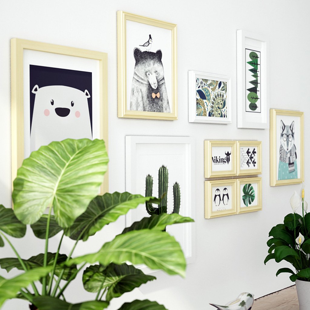 Nationwel 10-Piece Multi Photo Frame Set - Wooden Nordic Style Creative Portfolio for Living Room, Bedroom, Sofa Background Wall Decor | Perfect for Family Photos, Wedding Pictures & Art Display