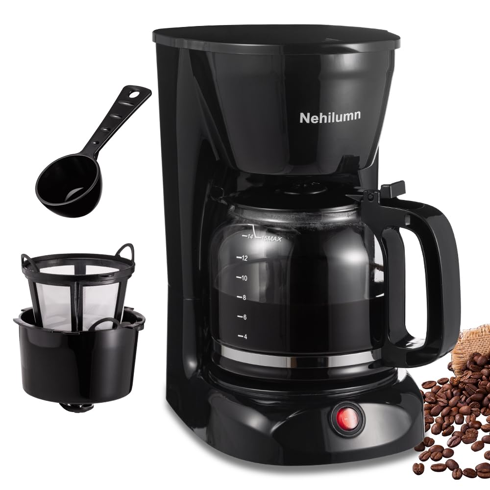 12 Cup Drip Coffee Maker with Permanent Filter - 1.8L Glass Carafe, 950W Electric Coffee Machine for Home & Office - Perfect for Morning Brews, Entertaining Guests, and Office Coffee Breaks