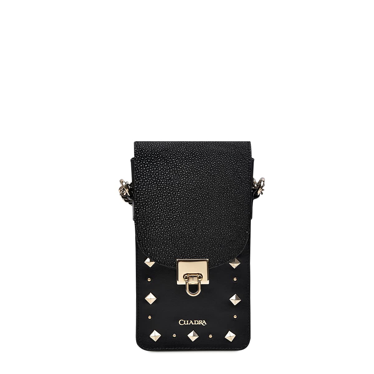 Genuine Stingray Leather Women's Phone Pouch - Black BOD38MA by Cuadra | Luxury Crossbody Cell Phone Holder for Everyday Use & Special Occasions