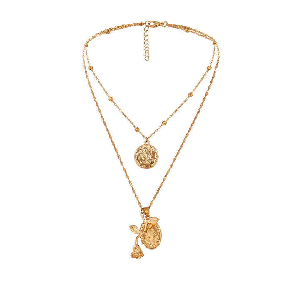 Boho Y-Chain Layered Necklace for Women - Trendy Multi-Layer Copper Jewelry, Fashion Choker Pendant Gift for Her (Gold, One Size) - Perfect for Birthday, Christmas, Boho Style & Everyday Wear