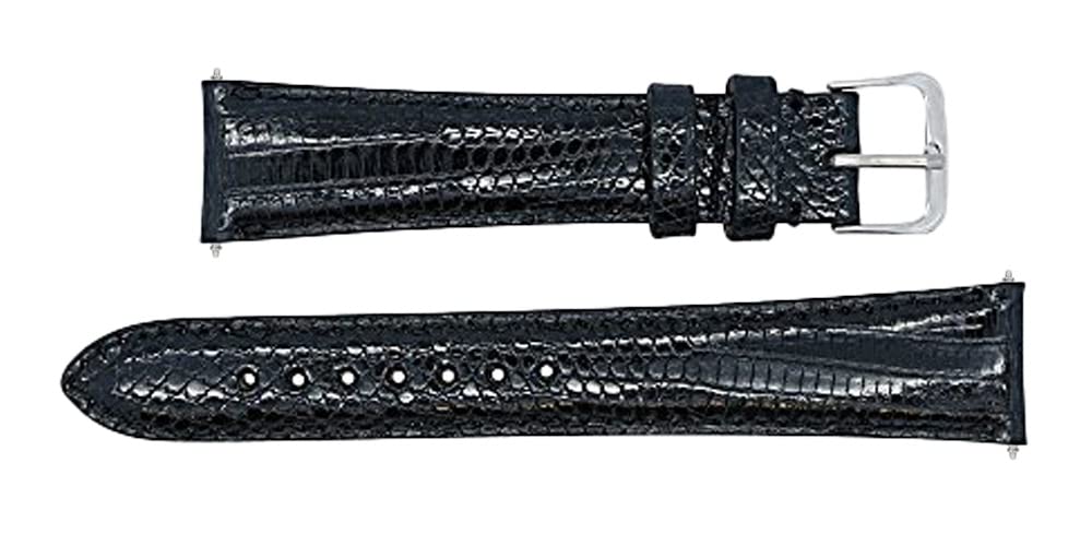 Exotic Genuine Lizard Leather Watch Band with Hand-Painted Edges - 2 Interchangeable Silver & Gold Buckles + Spring Bars Included | Premium Watch Strap Replacement for Men & Women | Perfect for Dress Watches, Business Attire & Special Occasions