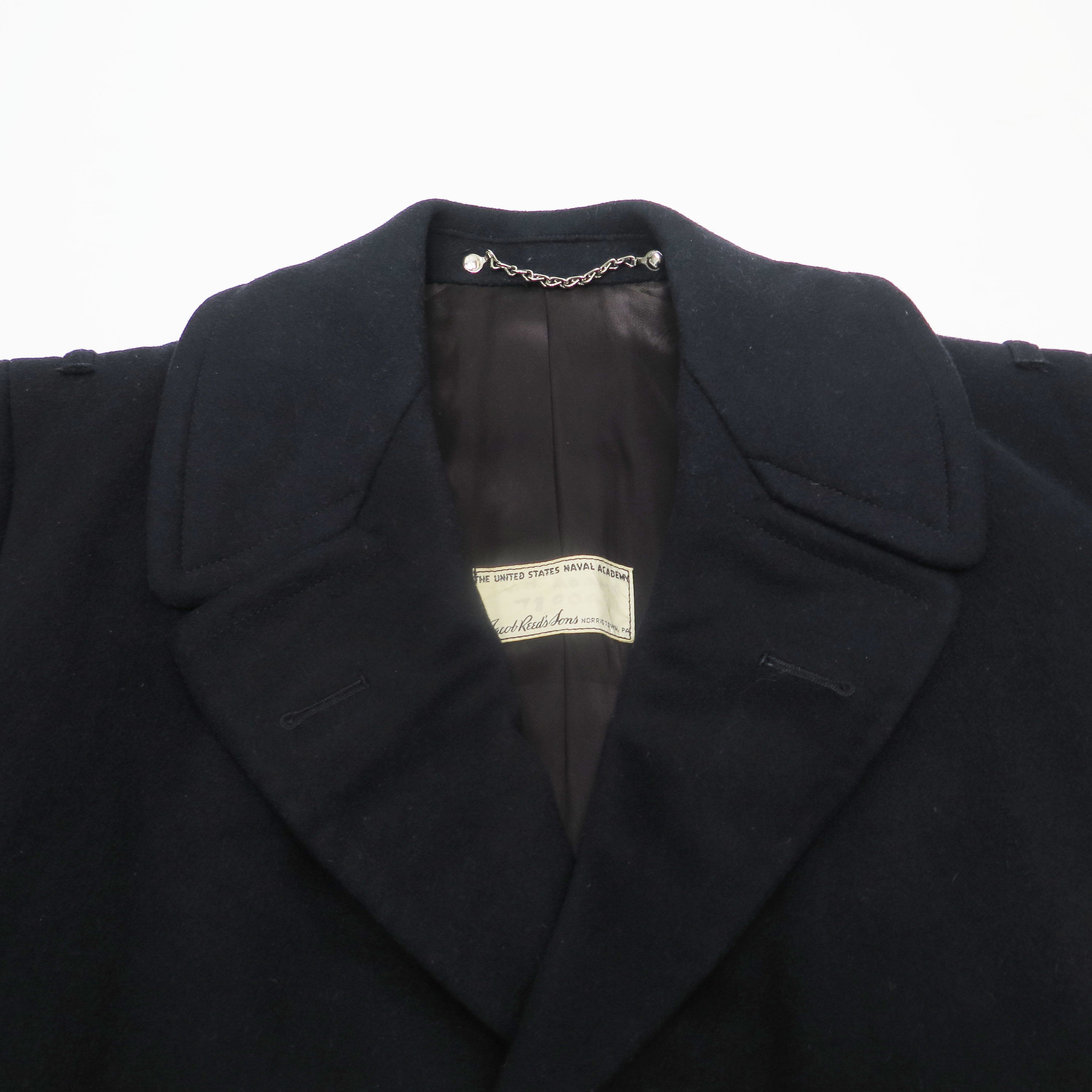 Vintage US Navy Peacoat Bridgecoat - US Naval Academy 1960s Small Long - Classic Military Outerwear for Winter & Formal Events