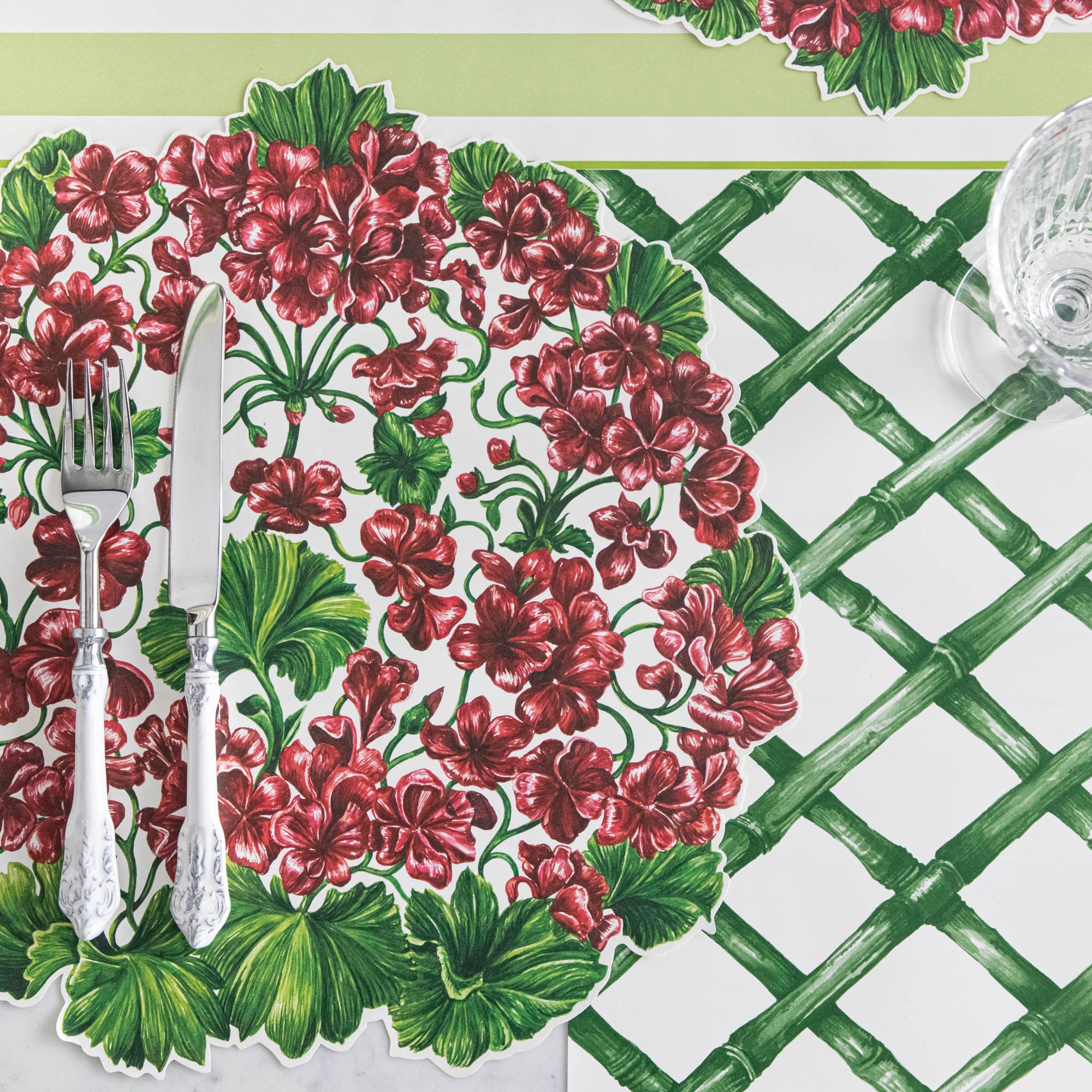Premium Die-Cut Geranium Placemats Set of 4 - Waterproof Table Mats for Dining, Kitchen, or Outdoor Use - Floral Design Home Decor for Parties & Everyday Meals