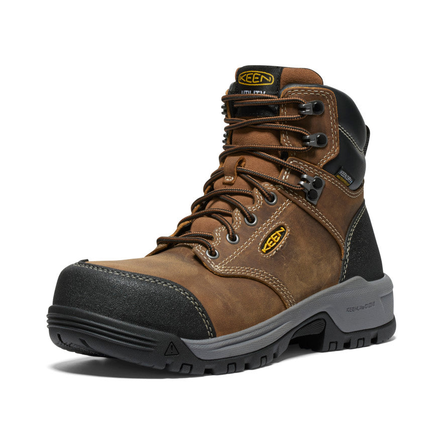 Women's Evanston 6 Waterproof Work Boots with Carbon Toe - Bison/Black - Durable Safety Boots for Construction, Hiking & Outdoor Work
