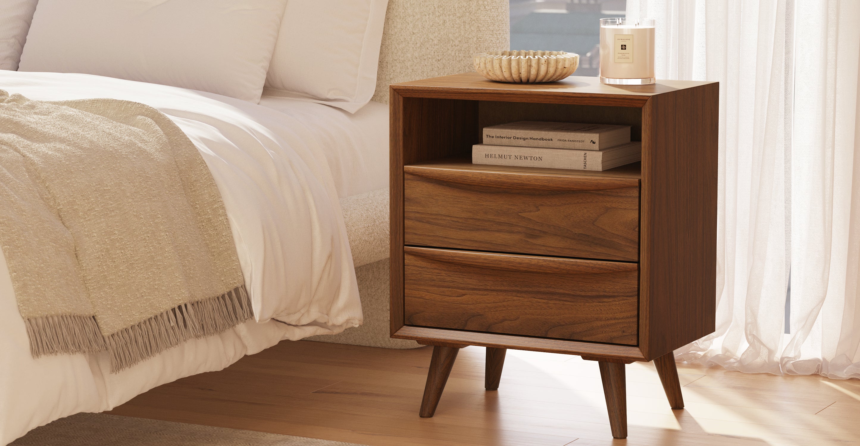 Modern Nightstand with USB Ports - Wooden Bedside Table with Drawer for Bedroom, Living Room, and Office - Perfect for Storing Books, Lamps, and Bedroom Essentials