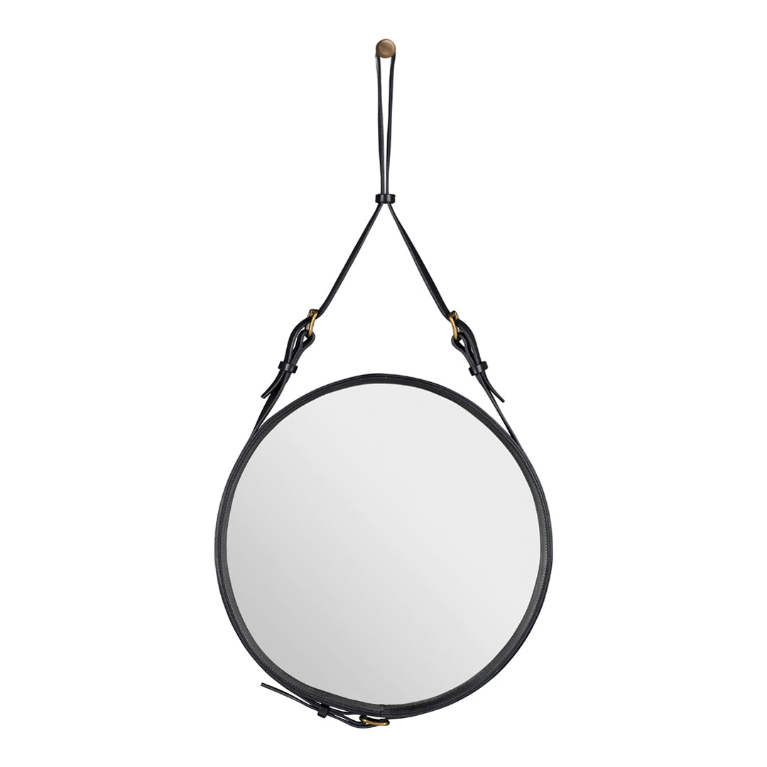 Adnet Round Wall Mirror - 24 Inch Decorative Circular Mirror for Living Room, Bedroom, Bathroom - Shatterproof Glass with Rustic Wood Frame - Perfect for Home Decor & Interior Design