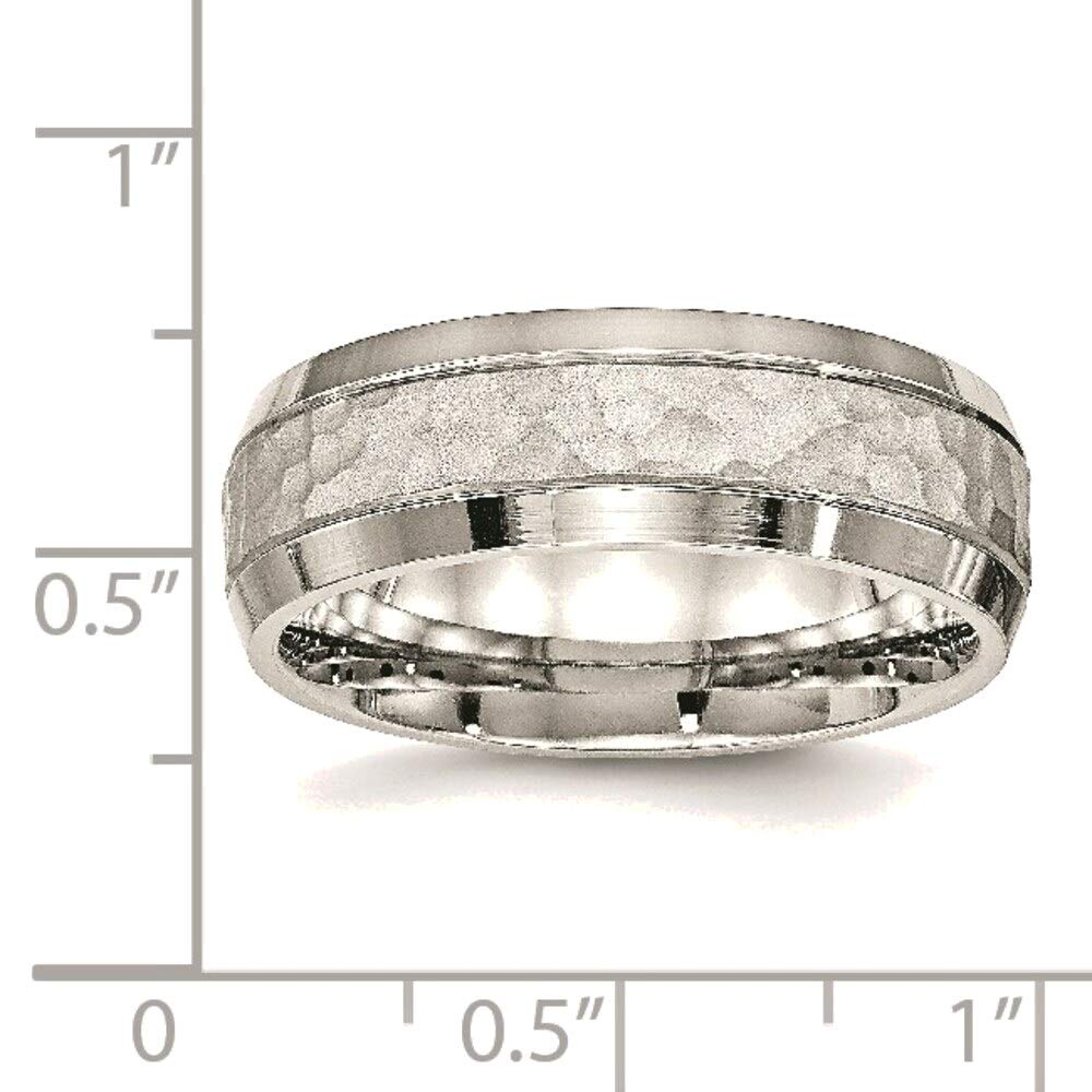 Bonyak Stainless Steel Hammered Band Ring - 7.50mm Brushed & Polished Jewelry for Men & Women - Size 8.5 - Perfect for Weddings, Anniversaries, Gifts & Everyday Wear