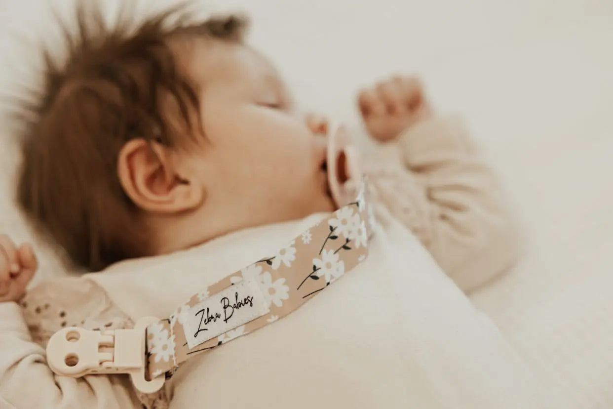 Zebra Babies Flexi Ribbon Pacifier Clip - Soft Silicone Dummy Holder for Newborns & Infants - Perfect for Strollers, Car Seats & Baby Carriers