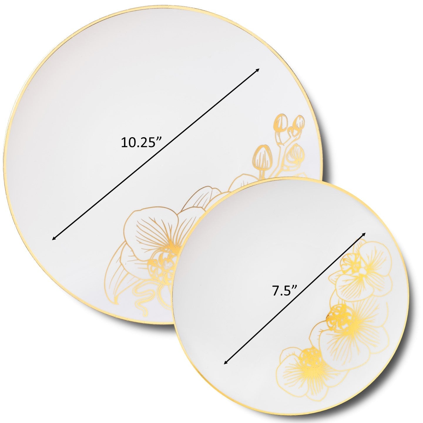 32-Piece White and Gold Round Plastic Dinnerware Set - Elegant Disposable Plates, Bowls, Cups & Utensils (Serves 16) for Parties, Weddings, and Outdoor Events