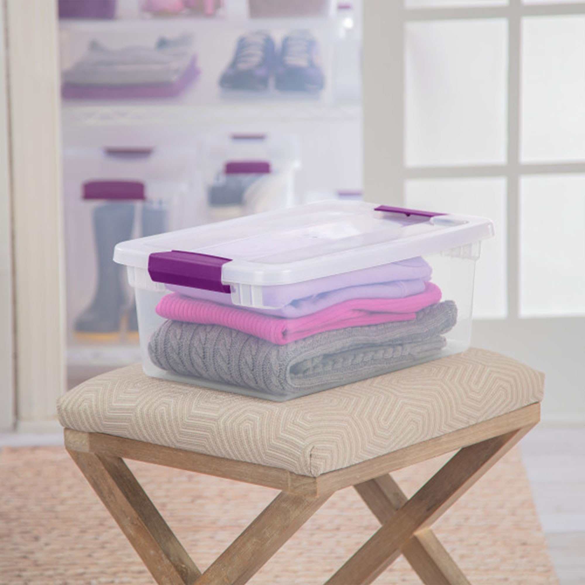 Sterilite 48-Pack ClearView Latch Storage Boxes - 15 Quart Stackable Plastic Bins for Home Organization | Perfect for Closet, Garage, Kids' Toys & Seasonal Storage