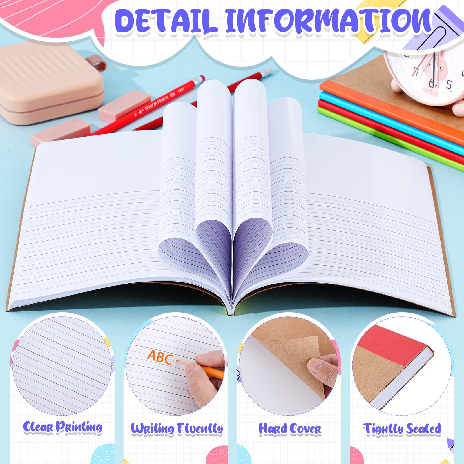 Henoyso 10-Pack Primary Composition Notebooks - 120 Pages, 9.75