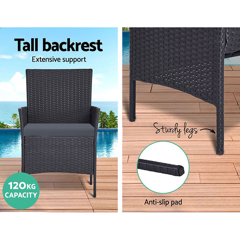 Gardeon 4-Piece Outdoor Patio Furniture Set - Grey Wicker Lounge & Dining Chairs for Backyard, Garden, Poolside Relaxation