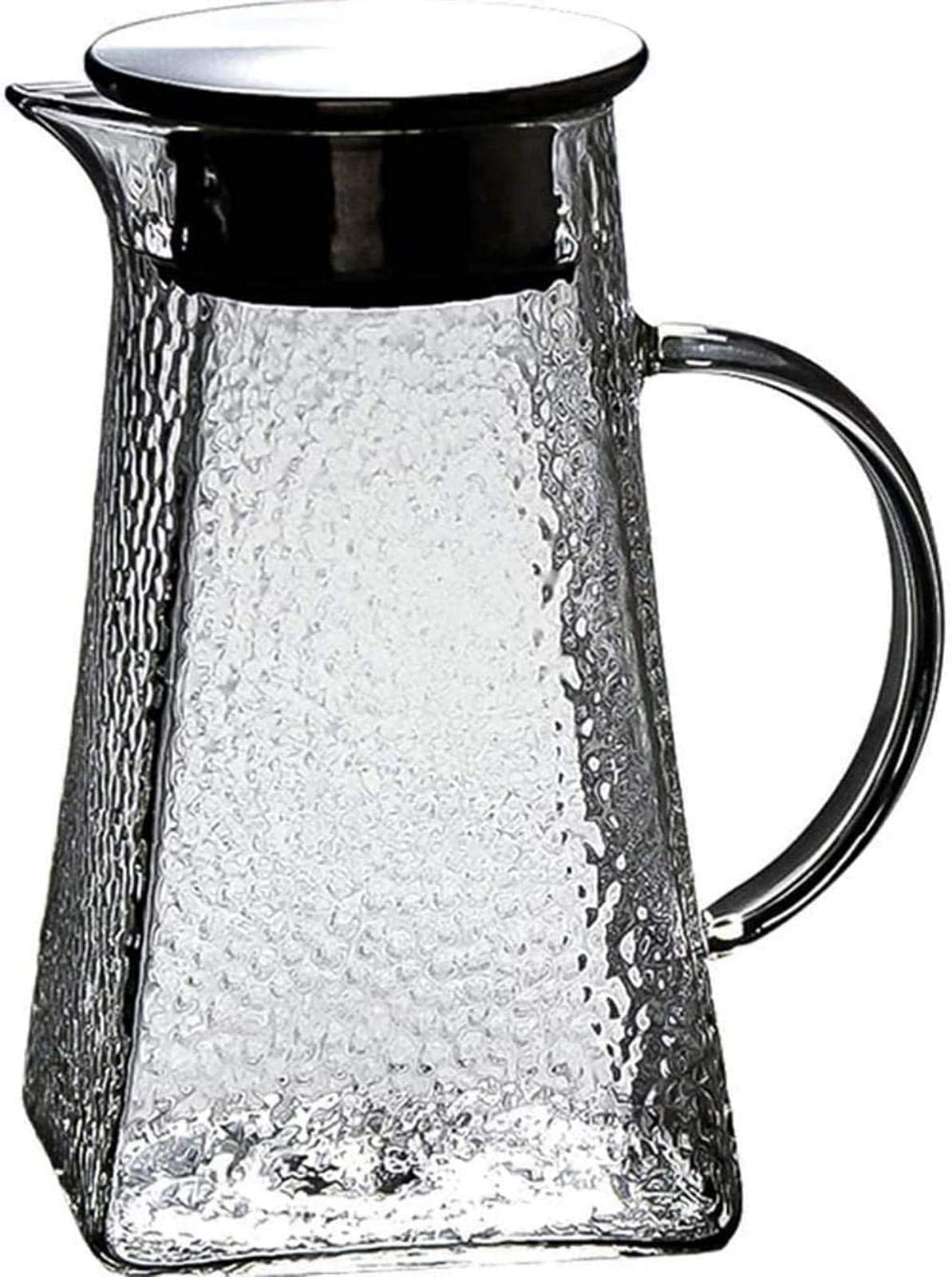 1.2L Borosilicate Glass Water Carafe with Stainless Steel Lid - Heat & Cold Resistant Kettle for Tea, Juice, Milk, Lemonade & Carbonated Drinks - Perfect for Home, Office, Picnics & Entertaining