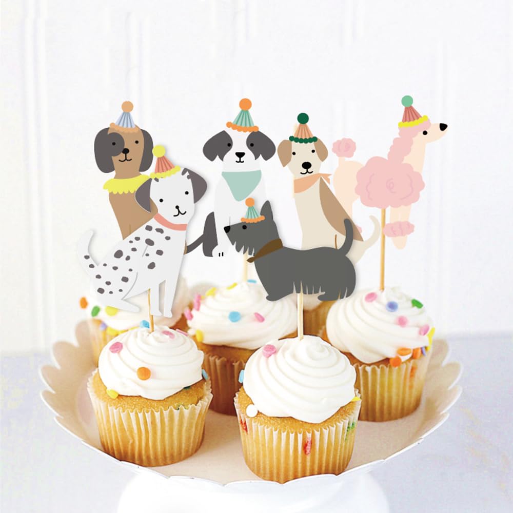 24PCS Pet Dog Cupcake Toppers - Dog Themed Birthday Party Supplies, Puppy Cake Decorations for Baby Showers & Kids Parties - Perfect for Dog Lover Celebrations, Birthday Cakes, and Themed Dessert Displays