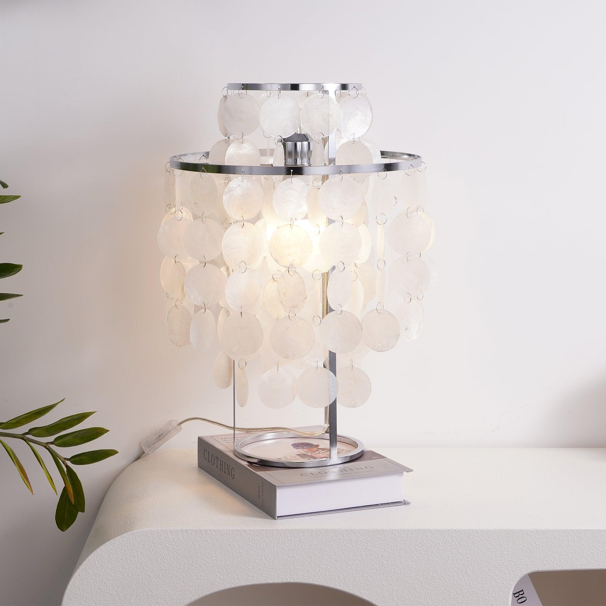 Modern Round Shell Table Lamp - Elegant Bedside & Living Room Lighting for Home Decor - Perfect for Bedrooms, Offices, and Cozy Reading Nooks