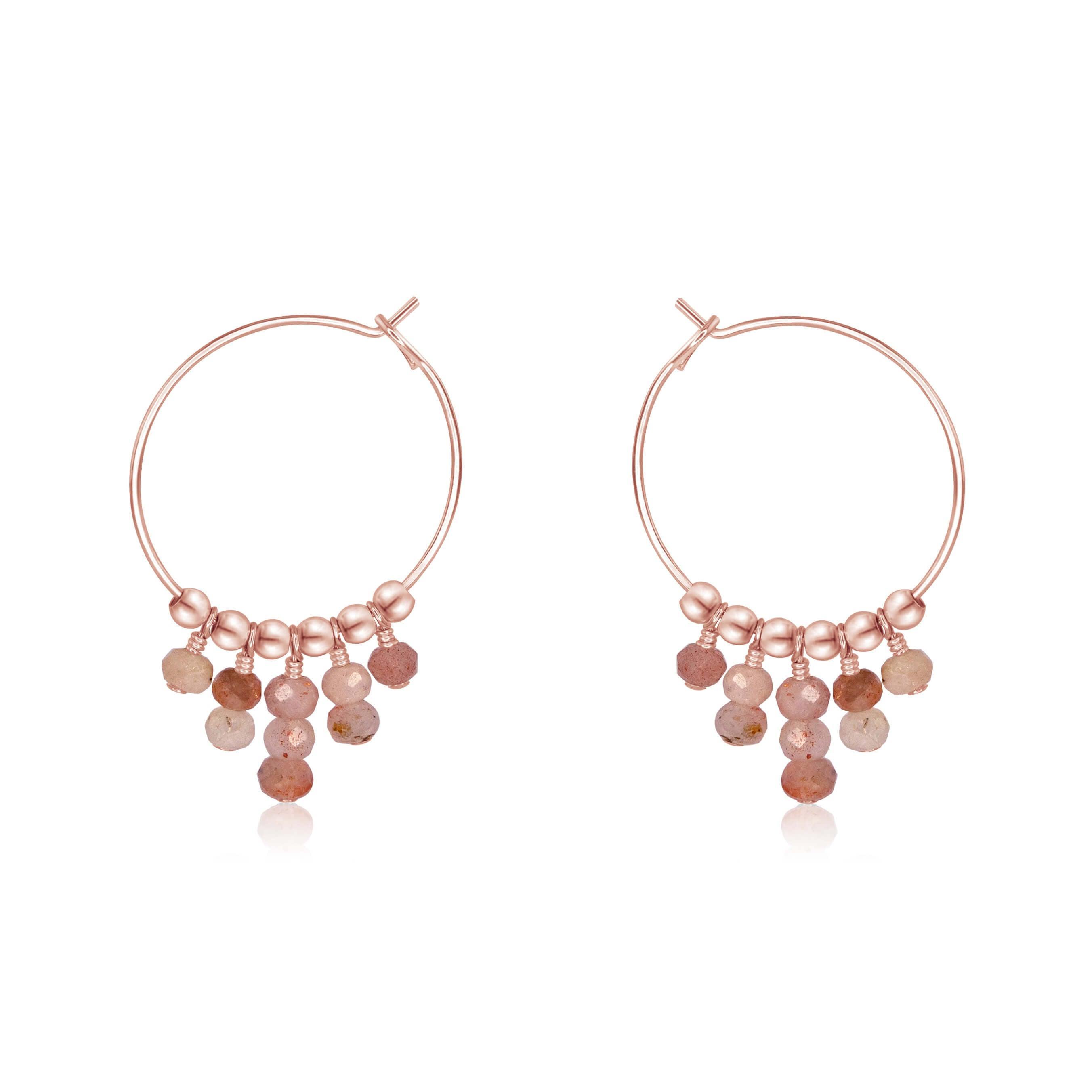 Sunstone Statement Hoop Earrings for Women - Elegant 14K Gold Plated Dangle Earrings | Perfect for Parties, Weddings & Everyday Wear