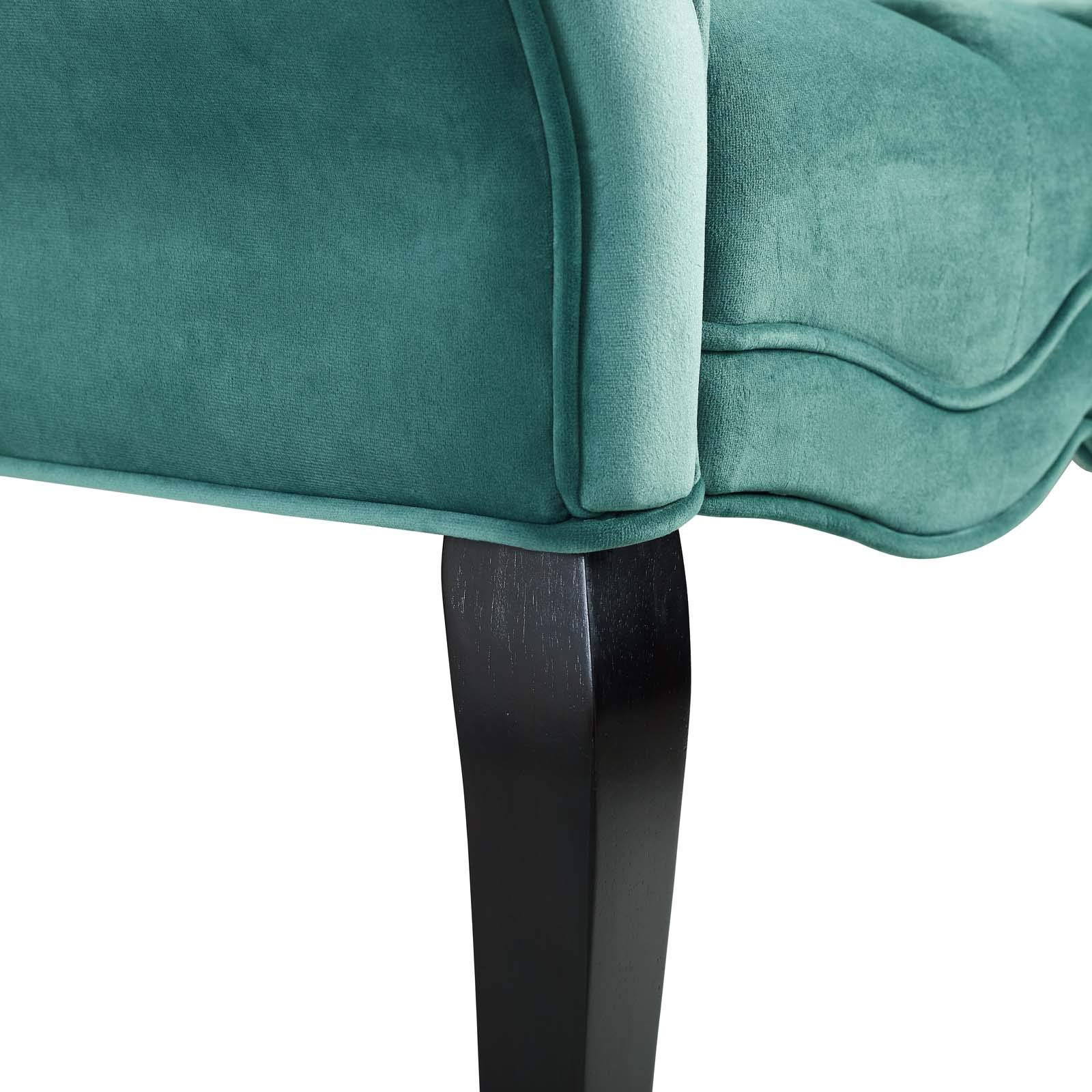 Modway Adelia Chesterfield Style Performance Velvet Entryway Bench in Teal - Mid-Century Modern Upholstered Sofa Bench for Hallway, Bedroom & Living Room - Comfortable Seating with Storage Space