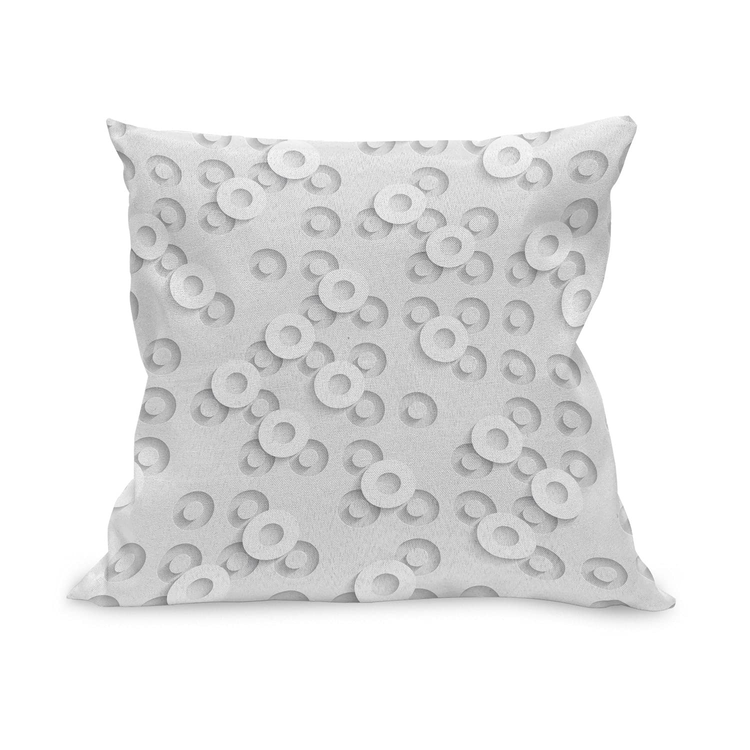 Ambesonne Geometric Circle Throw Pillow Cover 18x18 Inches - Modern Dispersed Ring Motifs with Structural Circuit Bands, Western Art Design Square Decorative Cushion Case in Grey - Perfect for Living Room, Bedroom, Sofa & Home Decor