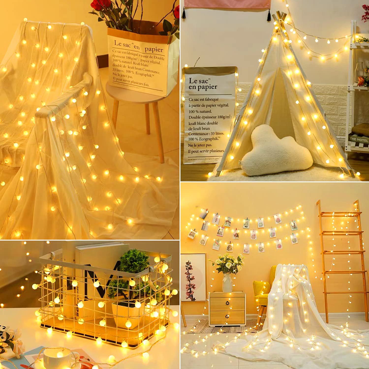 33FT 100 LED Globe String Lights with Remote & Timer - 8 Lighting Modes, Battery Powered Waterproof Fairy Lights for Indoor/Outdoor - Perfect for Weddings, Christmas Decor, Bedroom, Garden & Party Decorations