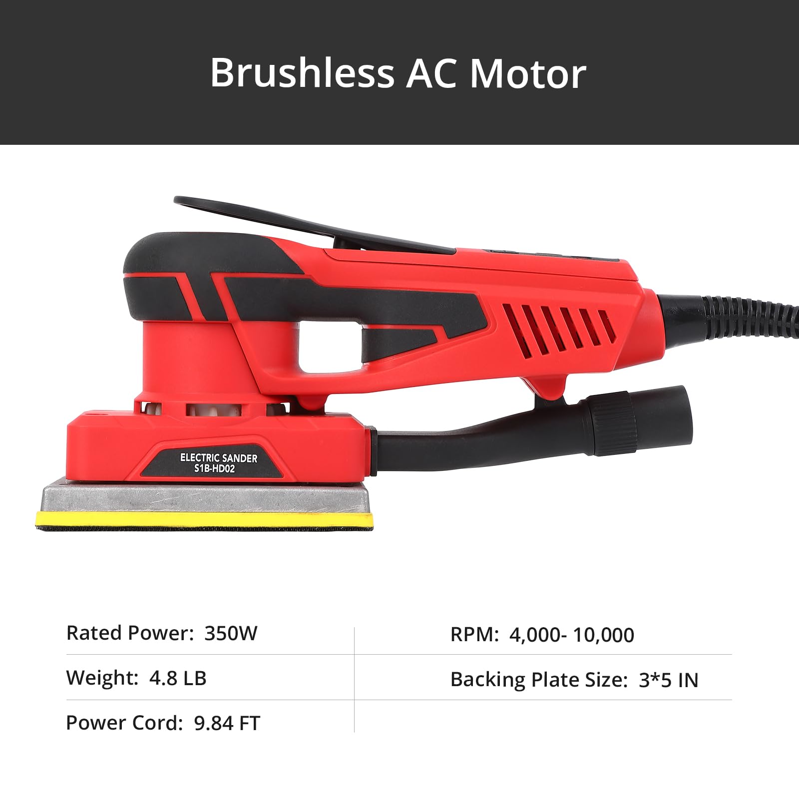 Electric Sheet Sander 260W Brushless Motor - Woodworking Sander Tool with Precise Speed Control & 12 Sanding Papers (4000-10000 RPM) - Perfect for Sanding, Polishing, Carpentry, DIY Projects & Furniture Refinishing