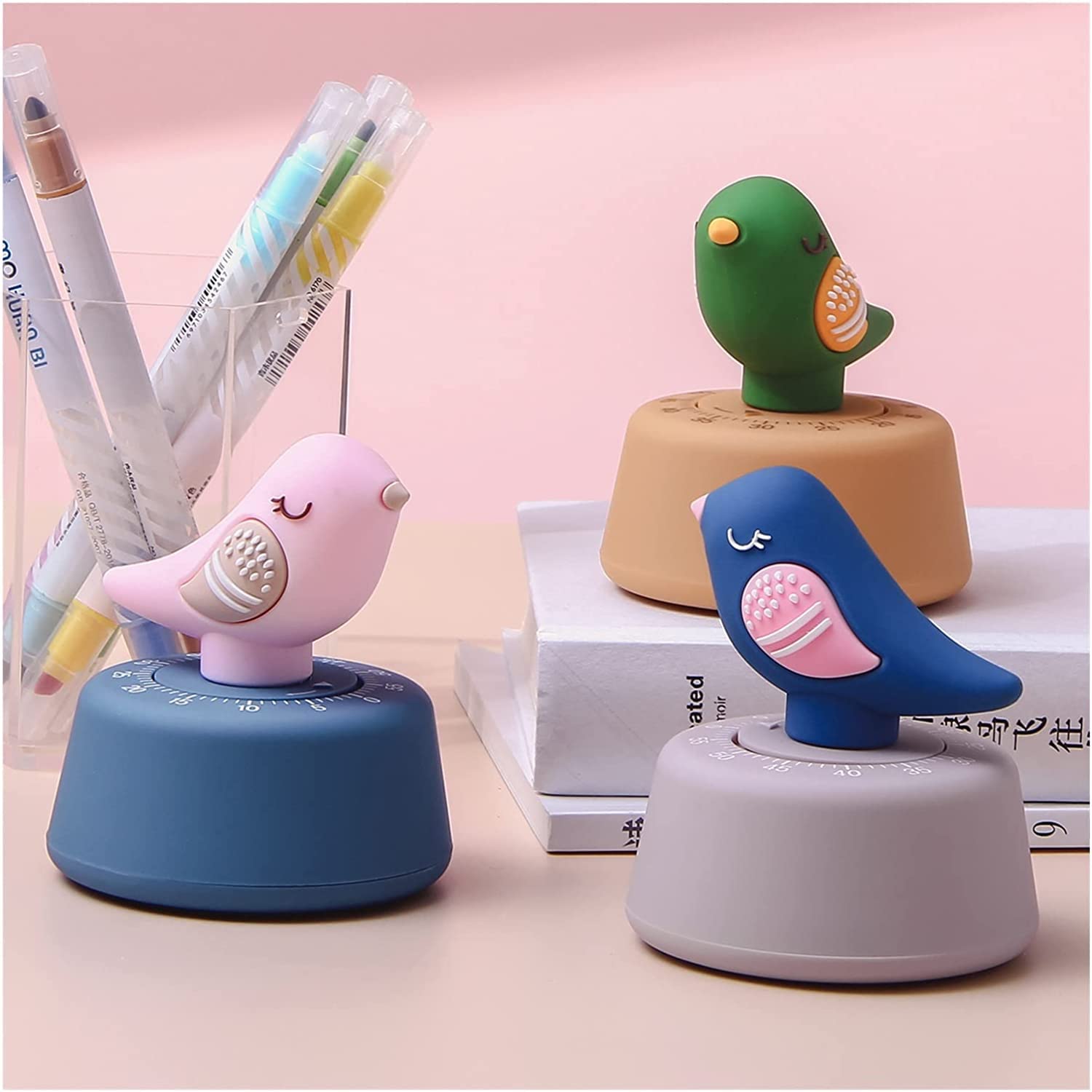 Creative Mechanical Kitchen Timer - 60-Minute Wind Up Dial, 360° Rotating Countdown, Cute Chirp Bird Design for Cooking, Baking & Time Management | Perfect for Home Kitchen, Office & Classroom (Color Options: B & C)