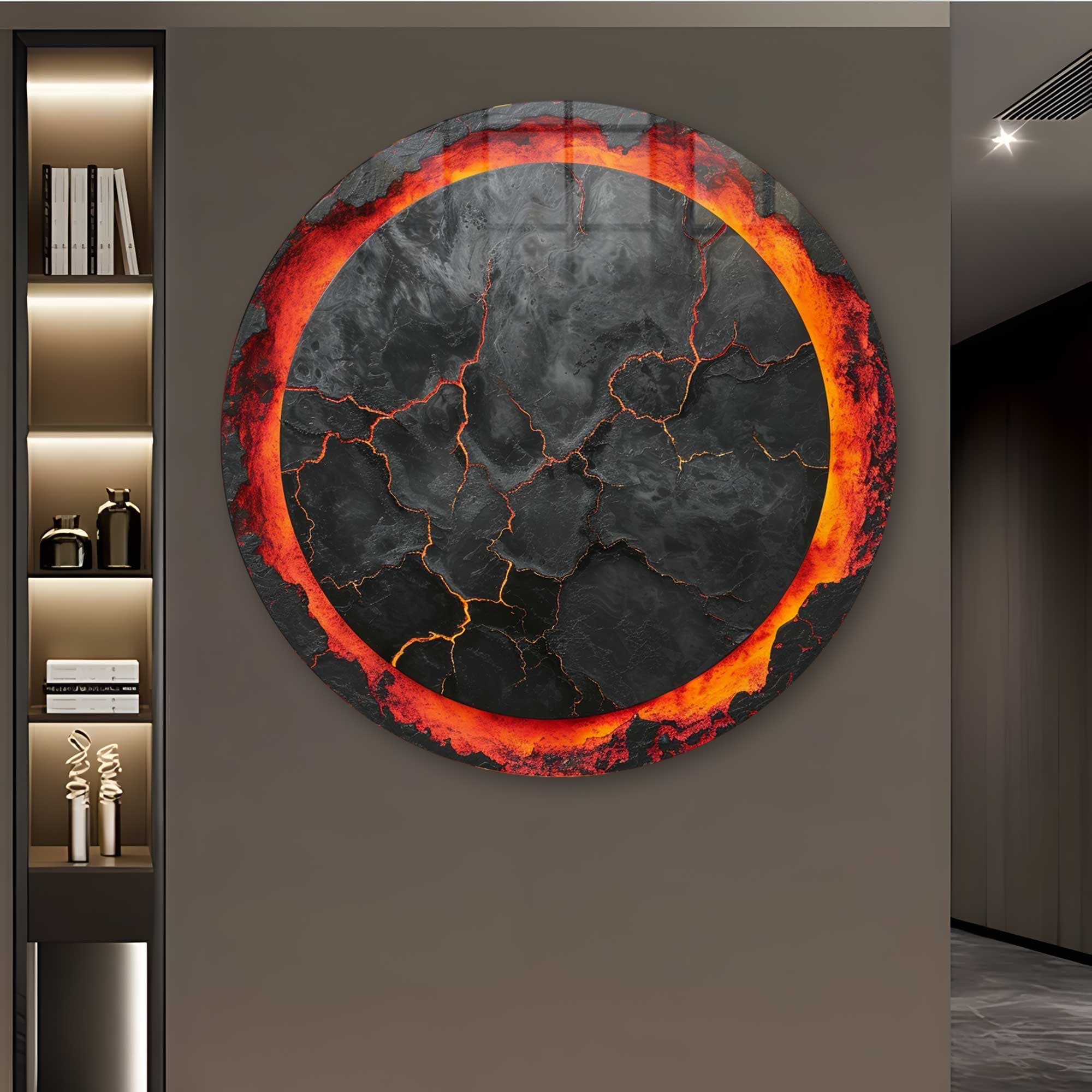 Lava III Rounded Glass Wall Art - Modern Abstract Home Decor for Living Room, Bedroom & Office - Perfect for Contemporary Interior Design